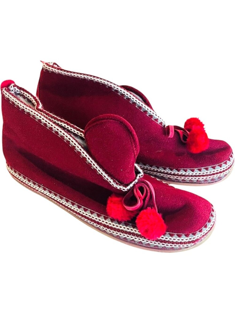 Deer Stags Slipperooz Crimson Red Suede Slippers - Women's 9M - NEW with Box